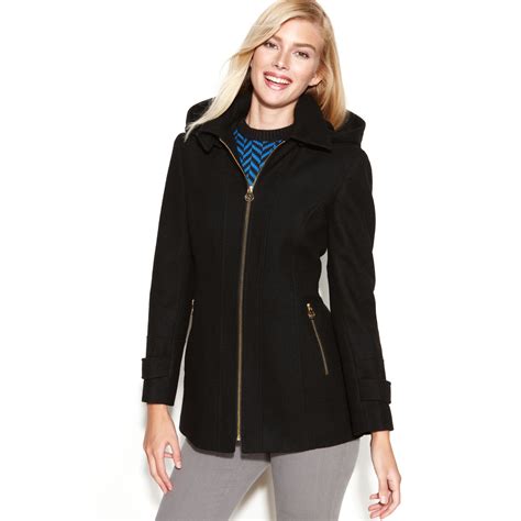 michael michael kors hooded quilted knit zip front jacket|Michael Kors anorak jacket women.